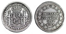 Medalla de proclamación con valor 1 real. 1789. México. AR 21,5mm. H-164. VI-363. EBC-.