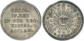 Medalla de proclamación. 1789. Sevilla. Por el Colegio Santo Tomás de Aquino. AR 27mm. H-98. MPN-174. EBC.