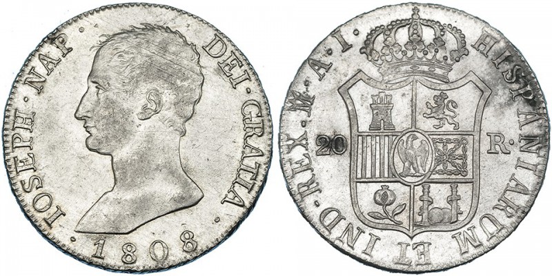 20 reales. 1808. Madrid. AI. VI-29. Leves rayitas de ajuste y pequeñas manchas. ...