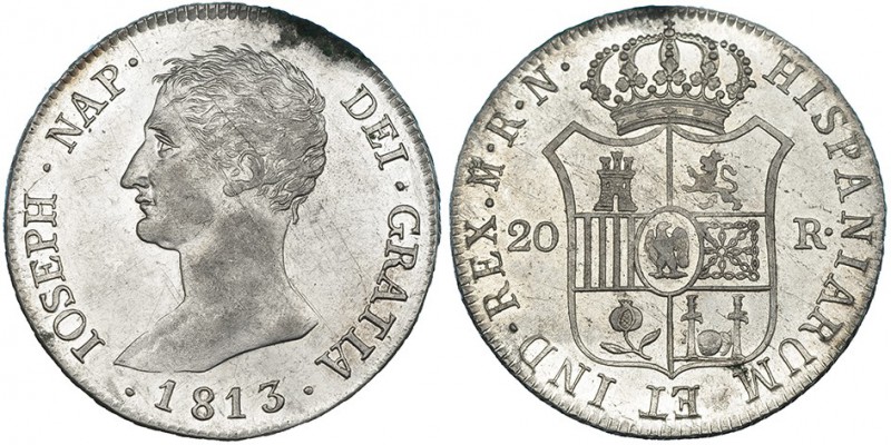 20 reales. 1813. Madrid. RN. VI-36. Pequeña oxidación en el canto. Rayitas de aj...