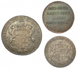 3 medallas de proclamación. 1833. Barcelona. AR 26,5 y 21 mm (2). H-5 y 6 (2). MPN-578 y 580 (2). MBC/MBC+.