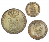 3 medallas de proclamación. 1833. Madrid. AR 25, 20 y 15mm. H-21 al 23. MPN-587, 588 y 590. EBC-/EBC.