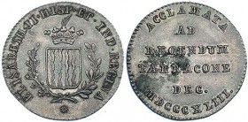 Medalla mayoría de edad. 1843. Tarragona. AE 21mm. H-19. MPN-no. Leve oxidación. EBC-.