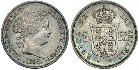 2 reales. 1859. Madrid. VI-324. EBC-.