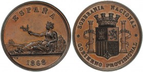 Medalla. 1868. AE 37 mm. Grabador: L.M. VIV-824. Brillo original. EBC+.