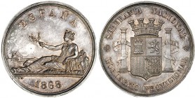 Medalla. 1868. AR 36 mm. Grabador: L. M. Pequeñas marcas en la gráfila. EBC+.