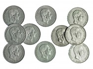 10 monedas de 50 centavos de peso. 1885. Manila. De MBC a EBC-.