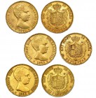 3 monedas de 20 pesetas. 1890 *18-90. Madrid. MPM. MBC+.