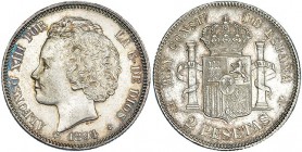 2 pesetas. 1894 *18-94. Madrid. PGV. VII-174. MBC+.