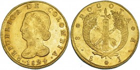 COLOMBIA. 8 escudos. 1824. Bogotá. 1824. JF. KM-82.1. MBC+.