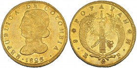 COLOMBIA. 8 escudos. 1823. Popayán. FM. KM-82.2. R.B O. EBC-.