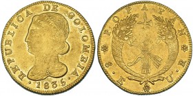 COLOMBIA. 8 escudos. 1835. Popayán. UR. KM- 2.2. R.B.O. MBC+.