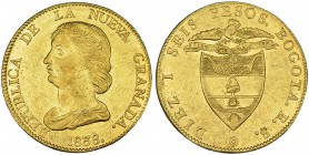 COLOMBIA. 16 pesos. 1838. Bogotá. RS. KM-94.1. R.B.O. EBC.