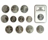 ESTADOS UNIDOS DE AMÉRICA. 12 monedas diferentes. JJ. OO. de Atlanta: 1 dólar (8); D. y 1/2 dólar (4), S. SC.