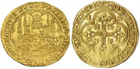 FRANCIA. Felipe VI (1328-50). Escudo de oro de la silla. A/ +PhILIPPVS DEI GRA FRANCORVM REX. R/ +XPC VINCIT XPC REGNAT XPC IMPERAT. FR-270. EBC.
