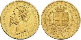 ESTADOS ITALIANOS. Cerdeña. 20 liras. 1859. P. C-126.1. EBC-.