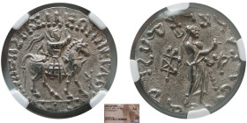 INDO-SCYTHIANS, Azes I/II, after 58 BC. AR Tetradrachm. NGC- AU.