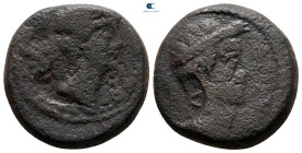 Macedon. Thessalonica. Augustus, with Divus Julius Caesar 27 BC-AD 14. Bronze Æ