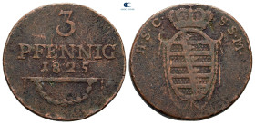 Germany. Saalfeld.  AD 1825. 3 Pfennig