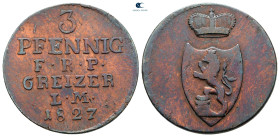 Germany. Obergreiz.  AD 1827. 3 Pfennig
