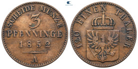 Germany. Brandenburg-Preußen. Berlin.  AD 1852. 3 Pfenninge