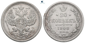 Russia. St. Petersburg. Nicholas II AD 1894-1917. 20 Kopek AR