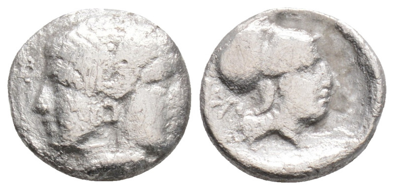 Greek MYSIA, Lampsakos (4th-3rd centuries BC) AR Diobol (6.2 mm, 1 gr.)