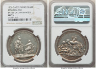 Christian VII silver "Battle of Copenhagen" Medal 1801-Dated AU53 NGC, Bramsen-2157, Bergsoe-32. 39mm. 19.18gm. By Loos. GUD OG DEN RETFÆRDIGE SAG, Ju...