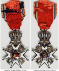 "Order of St. Olav - Knight" Medal ND (Instituted 1847) XF, 43mm. 20.4gm. Eight-pointed white enamel cross. Rampant lion holding axe in red enamel / B...