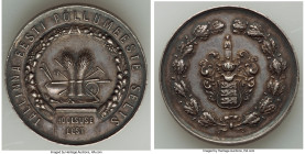 "Estonian Agricultural Society" silver Medal ND (1920) AU, 39mm. 36.82gm. TALLINNA EESTI PÕLLUMEESTE SELTS / HOOLSUSE EEST, farm cart with tools, shea...