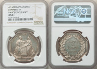 Republic silver "Banque de France" Octagonal Jeton L'An 8 (1800) MS61 NGC, Feuardent-4951, Bramsen-29. 35mm. By Dumarest. Edge: Bee. LA SAGESSE FIXE L...