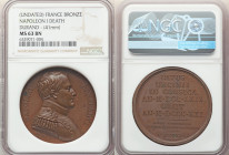 First Empire. "Napoleon I Death" bronze Medal 1826-Dated MS63 Brown NGC, 41mm. 44gm. By Durand. NAPOLEON BONAPARTE, uniformed bust right / NATUS/ URCI...