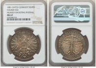 Bavaria. "Munich Shooting Festival" silver Medal 1881-Dated MS67 NGC, Hauser-556, Peltzer-1472. 38mm. A thoroughly pleasing example in a decidedly sup...