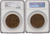 Wilhelm II bronze "Emperor Ludwig IV" Medal 1905-Dated MS63 Brown NGC, Kienast-1. 71mm. By Karl Goetz. Enthroned emperor flanked by shields / Winged h...