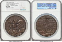 Wilhelm II bronze "Marriage of Prince Ludwig & Princess Therese" Medal 1910-Dated MS66 Brown NGC, Kienast-13. 84mm. 225.2gm. By Karl Goetz. Tri-jugate...