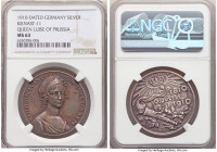 "Queen Luise of Prussia" silver Medal 1910-Dated MS63 NGC, Bavaria mint, Kienast-11. 36mm. By Karl Goetz. Issued to commemorate the 100th Anniversary ...