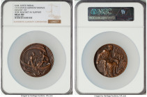 Wilhelm II bronze "Pope Benedict XV Support" Medal 1914-Dated MS61 Brown NGC, Kienast-157. 57mm. By Karl Goetz. ANBIEDERVNG 1914, Pope on boat hauling...
