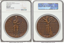 Wilhelm II bronze "New Year" Medal 1918-Dated MS63 Brown NGC, Kienast-201. 87mm. 183.8gm. By Karl Goetz. ZVM 1. JAN VAR 1918, Soldier dividing five li...