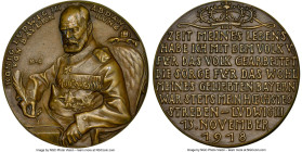 Wilhelm II bronze "Ludwig III Abdication" Medal 1918-Dated MS63 Brown NGC, Kienast-267. 60mm. By Karl Goetz. KONIG LUDWIG III VON BAYERN ABDANKUNG, 3/...