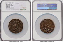 Wilhelm II bronze "Austria's Decay" Medal 1918-Dated AU55 Brown NGC, Kienast-212. 58mm. By Karl Goetz. Habsburg double-headed eagle with sword and win...