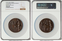 Weimar Republic bronze "Who Is To Blame?" Medal 1919-Dated MS62 Brown NGC, Kienast-237. 60mm. By Karl Goetz. ECKENSTEHER NANTE VOR GERICHT, Figure sta...