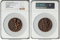 Wilhelm II bronze "Promises of Wilhelm II" Medal 1919-Dated AU58 Brown NGC, Kienast-238. 60mm. By Karl Goetz. Wilhelm II on a hobby horse with three l...