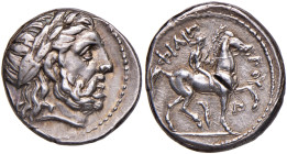 MACEDONIA Filippo II (359-336 a.C) Amphipolis - Tetradracma - Testa laureata di Giove a d. - R/ Cavaliere a d. - SNG ANS 740 AG (g 14,22) Tacca di ver...