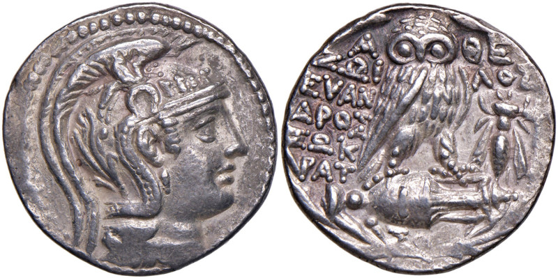 ATTICA Atene - Tetradracma (110-109 a.C) Busto elmato di Atena a d. - R/ Civetta...