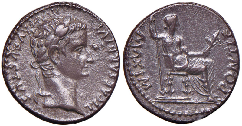 MONETE ROMANE IMPERIALI Tiberio (14-37) Denario - Testa laureata a d. - R/ Figur...
