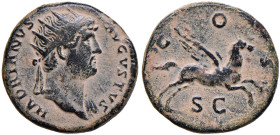 Adriano (117-138) Dupondio - Testa radiata a d. - R/ Pegaso a d. - RIC 746 AE (g 10,83) Ex Roma Numismatics E-Sale 87 lotto 787. Bella patina
BB