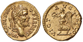 Settimio Severo (193-211) Aureo - Busto laureato e drappegiato a d. - R/ La Vittoria a s. - RIC 22; Calicò 2456 AU (g 7,30) RR Moneta di particolare f...