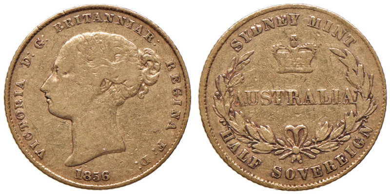 AUSTRALIA Vittoria (1837-1901) Mezza sterlina 1856 - KM 1 AU RR Sigillata MB mol...