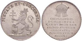 AUSTRIA Leopoldo II (1790-1792) Medaglia 1790 per l’incoronazione di Leopoldo a Presburgo - AG (g 4,35 - Ø 25 mm)
qFDC/FDC