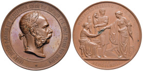 AUSTRIA Francesco Giuseppe (1848-1916) Medaglia 1873 Esposizione internazionale a Vienna - Opus: Schwenzer AE (g 147 - Ø 70 mm) Ossidazione al R/
FDC...